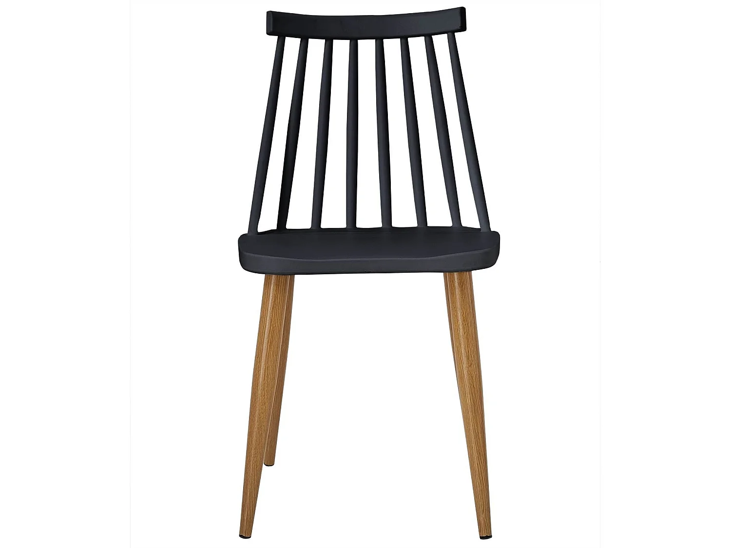 Set van 2 Scandinavische Stoelen "Estelle" Zwart 77cm Metalen Poten Hout Effect