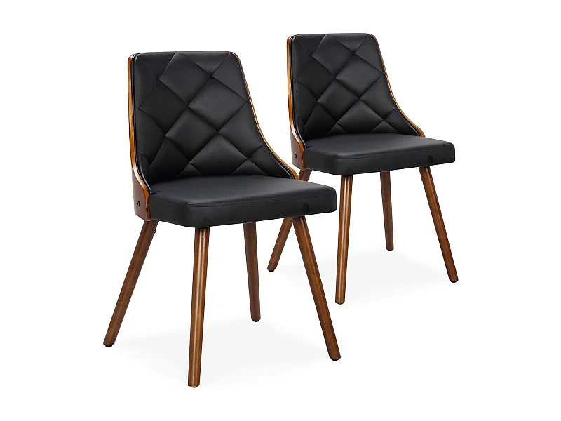 Lot de 2 Chaises Scandinave "Cargo" 79cm Noisette & Noir