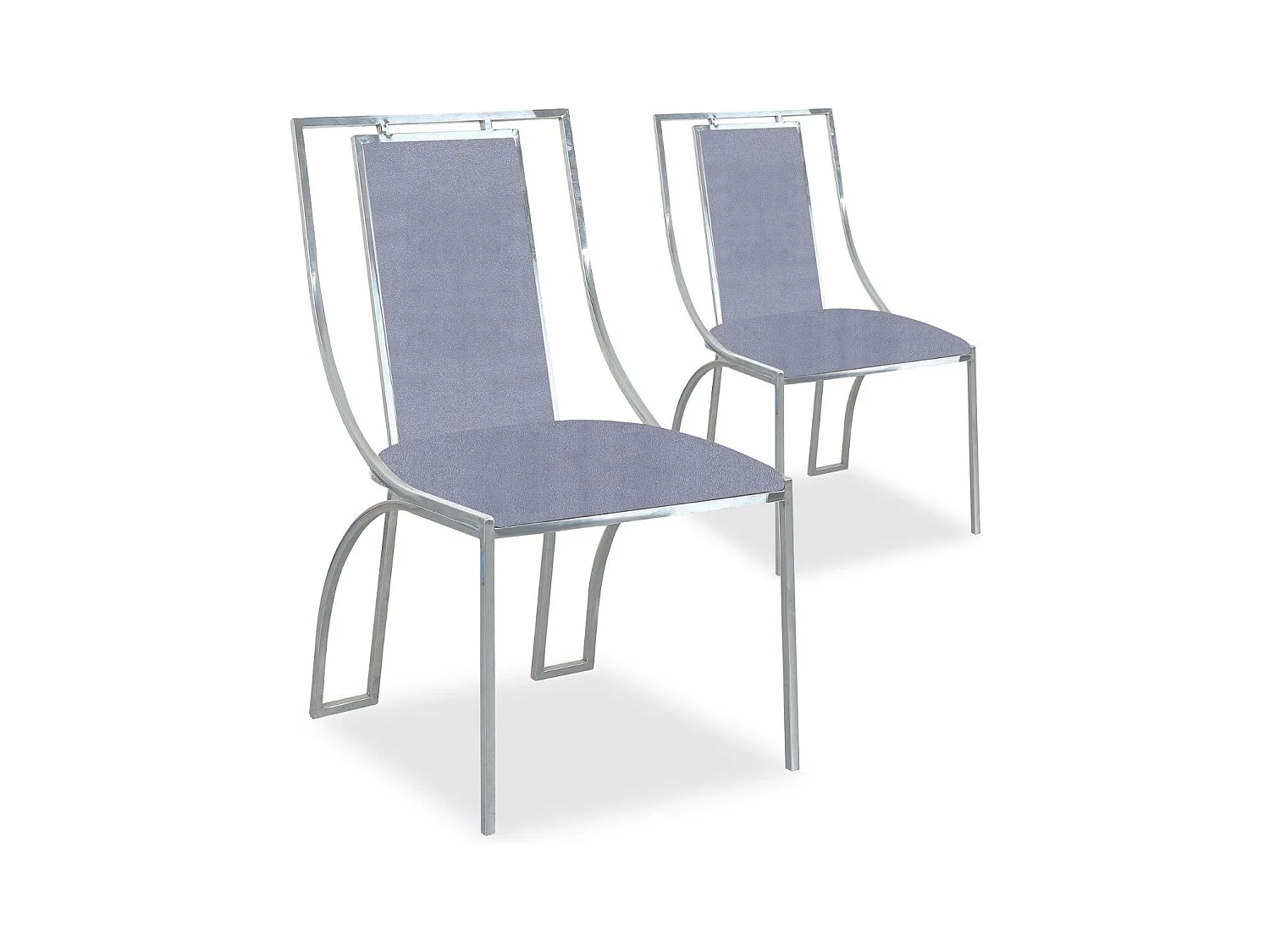 Lot de 2 Chaises en Velours "Lopin" 90cm Argent