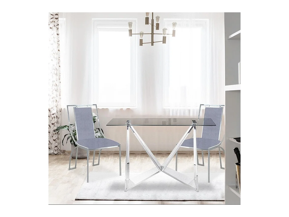 Lot de 2 Chaises en Velours "Lopin" 90cm Argent