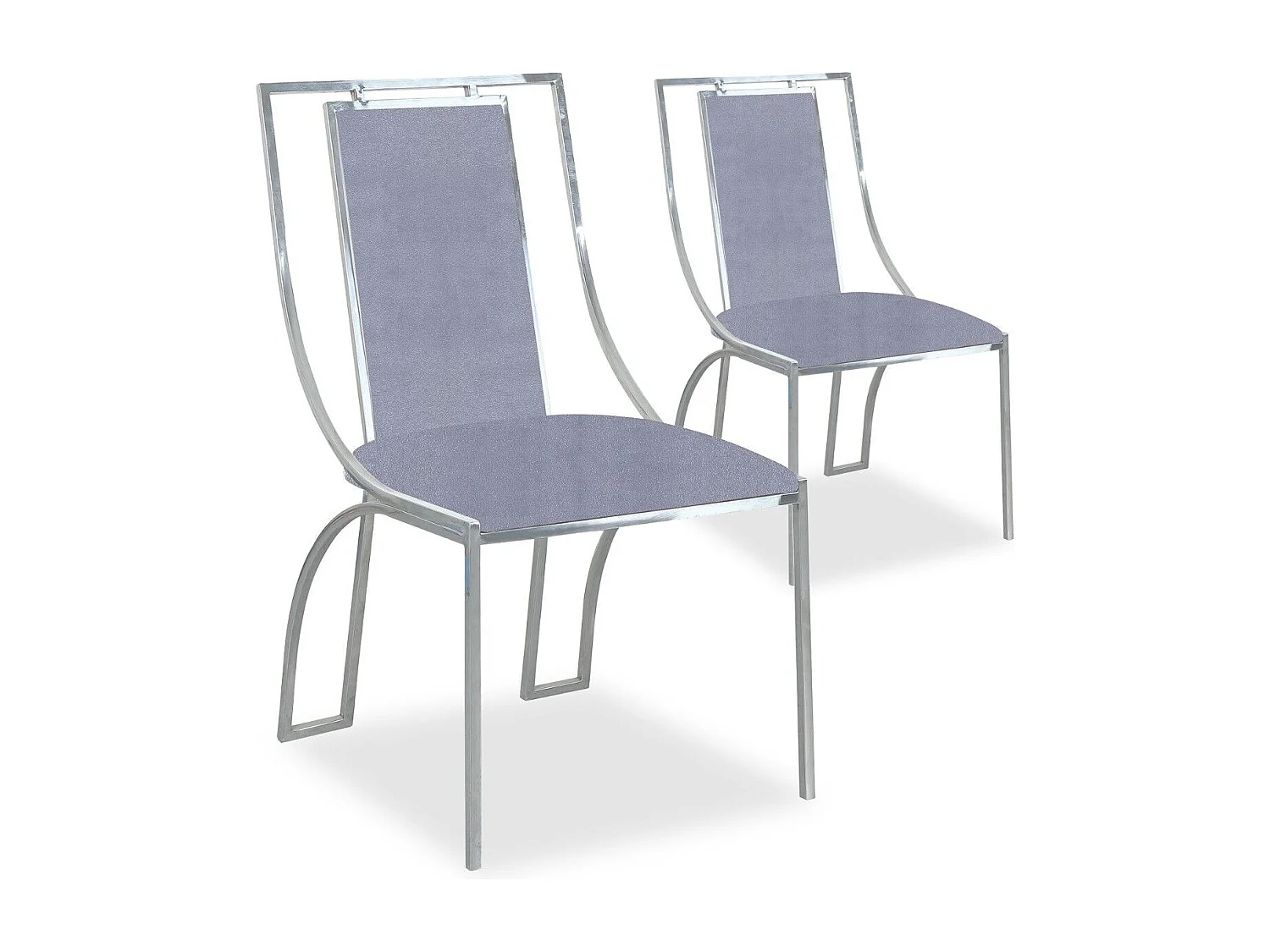 Lot de 2 Chaises en Velours "Lopin" 90cm Argent
