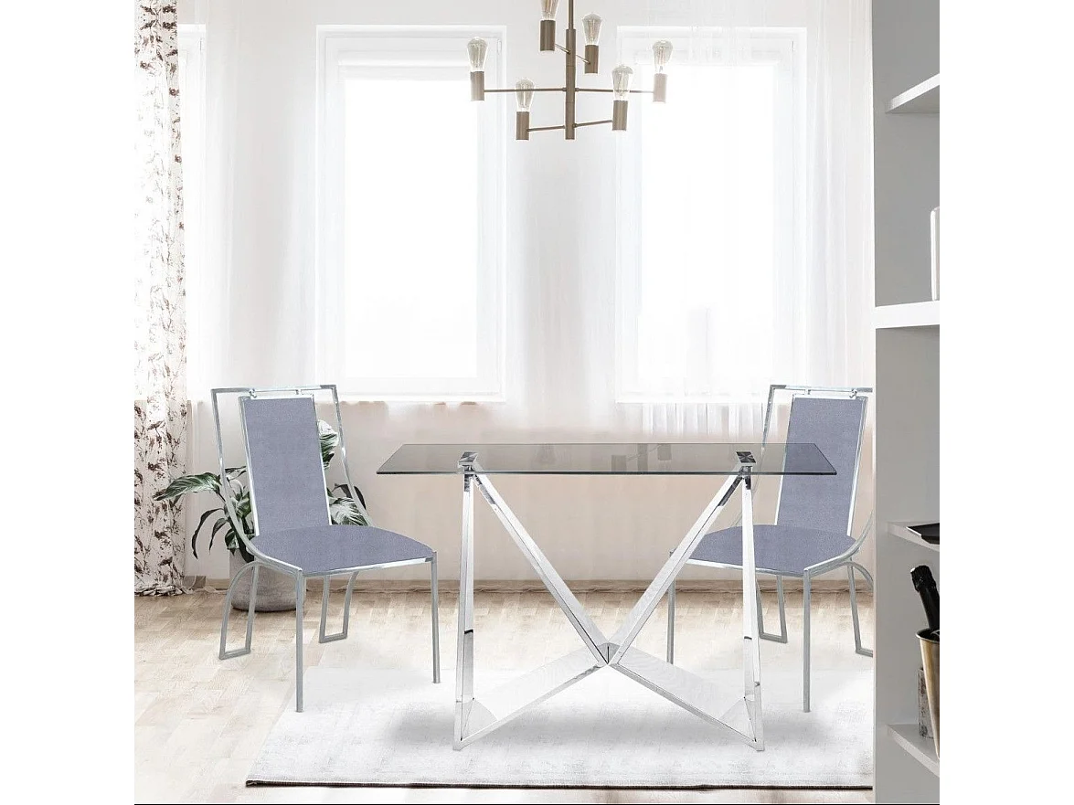 Lot de 2 Chaises en Velours "Lopin" 90cm Argent