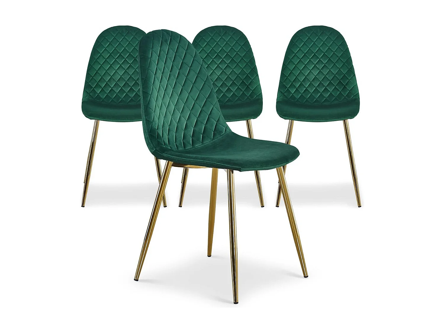 Lot de 4 Chaises en Velours "Waynor" 87cm Vert