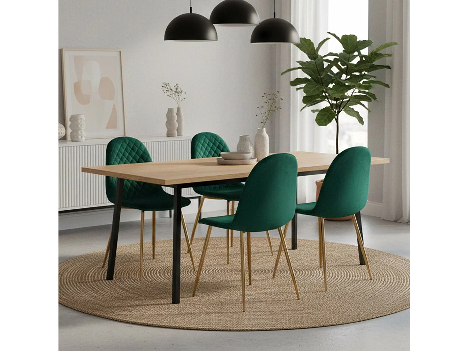 Lot de 4 Chaises en Velours "Waynor" 87cm Vert