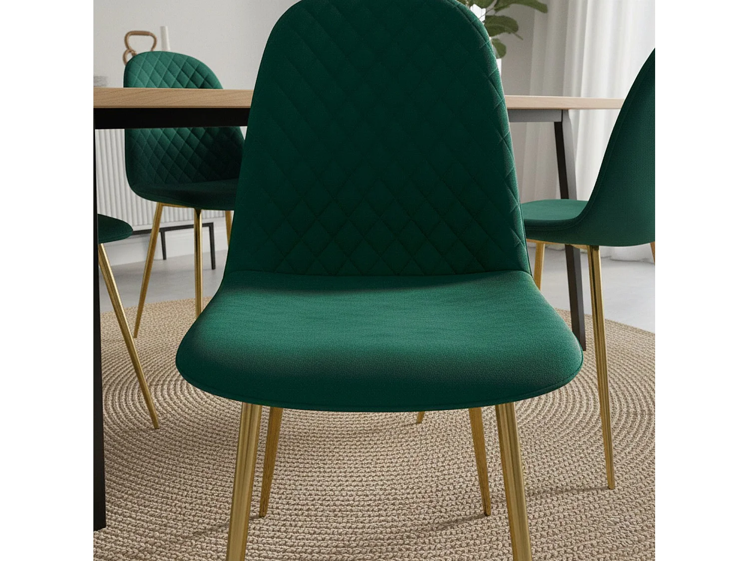 Lot de 4 Chaises en Velours "Waynor" 87cm Vert