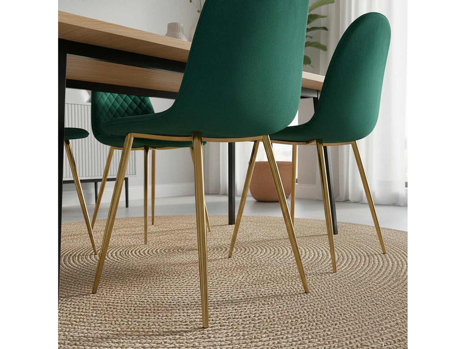 Lot de 4 Chaises en Velours "Waynor" 87cm Vert