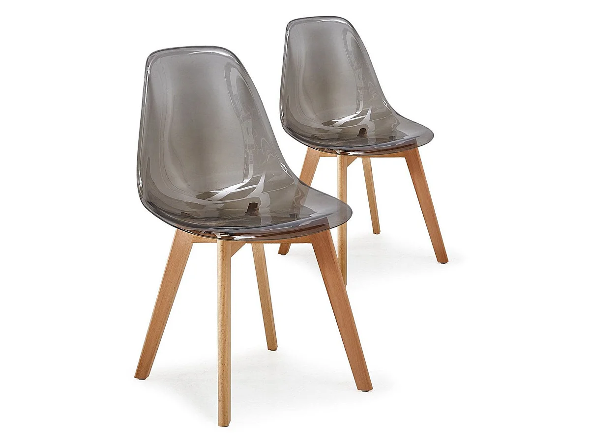 Lot de 2 Chaises Scandinaves "Vik" 80cm Transparent Fumé