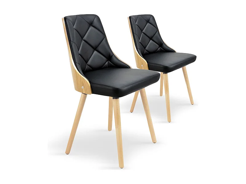 Lot de 2 Chaises Scandinave "Cargo" 79cm Chêne & Noir