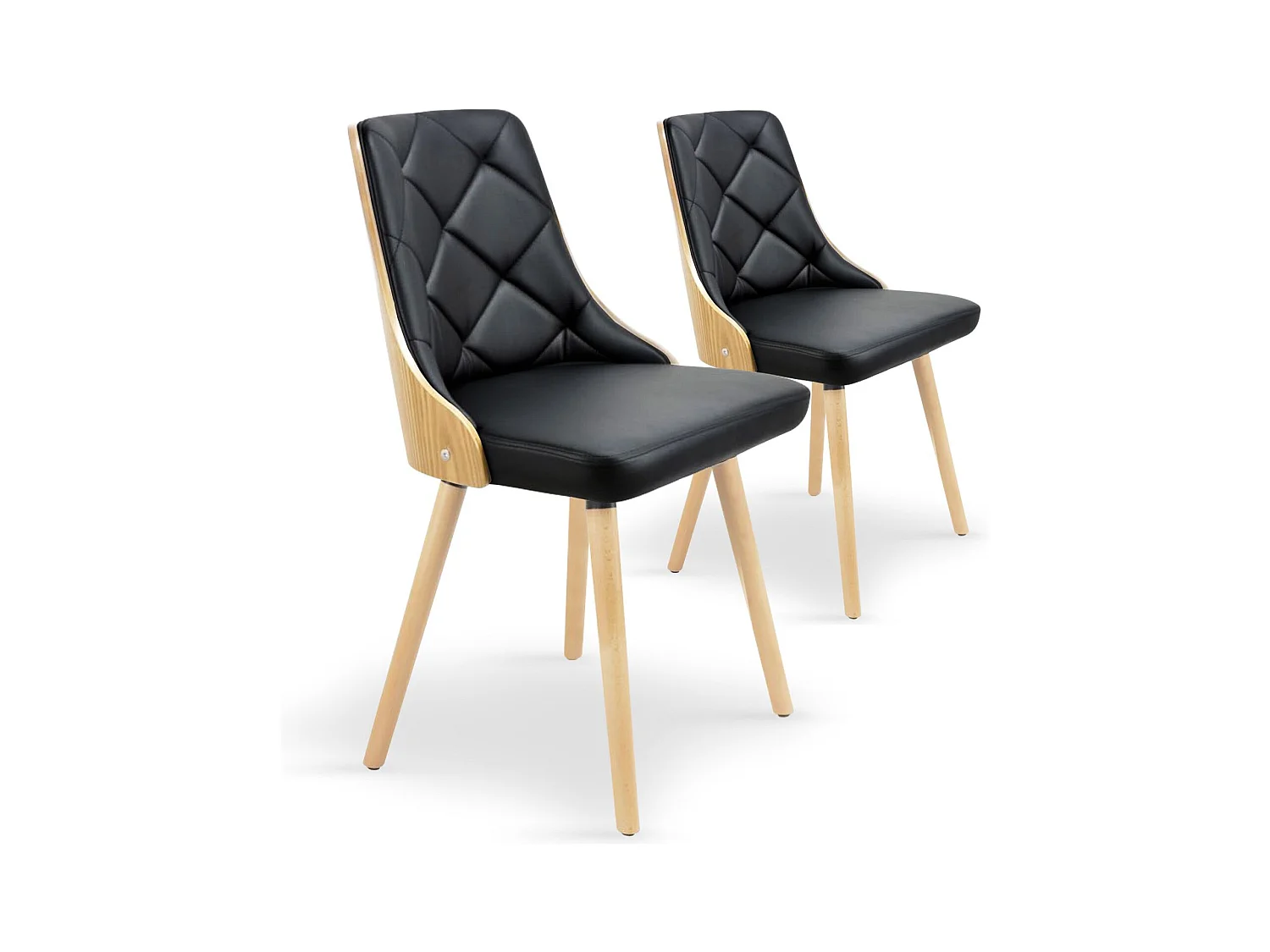 Lot de 2 Chaises Scandinave "Cargo" 79cm Chêne & Noir