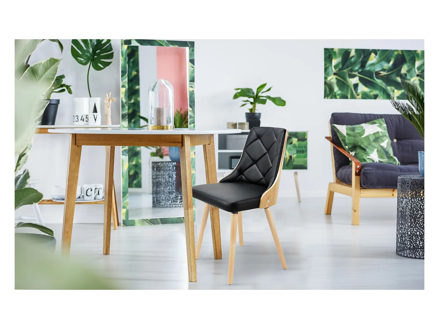 Lot de 2 Chaises Scandinave "Cargo" 79cm Chêne & Noir