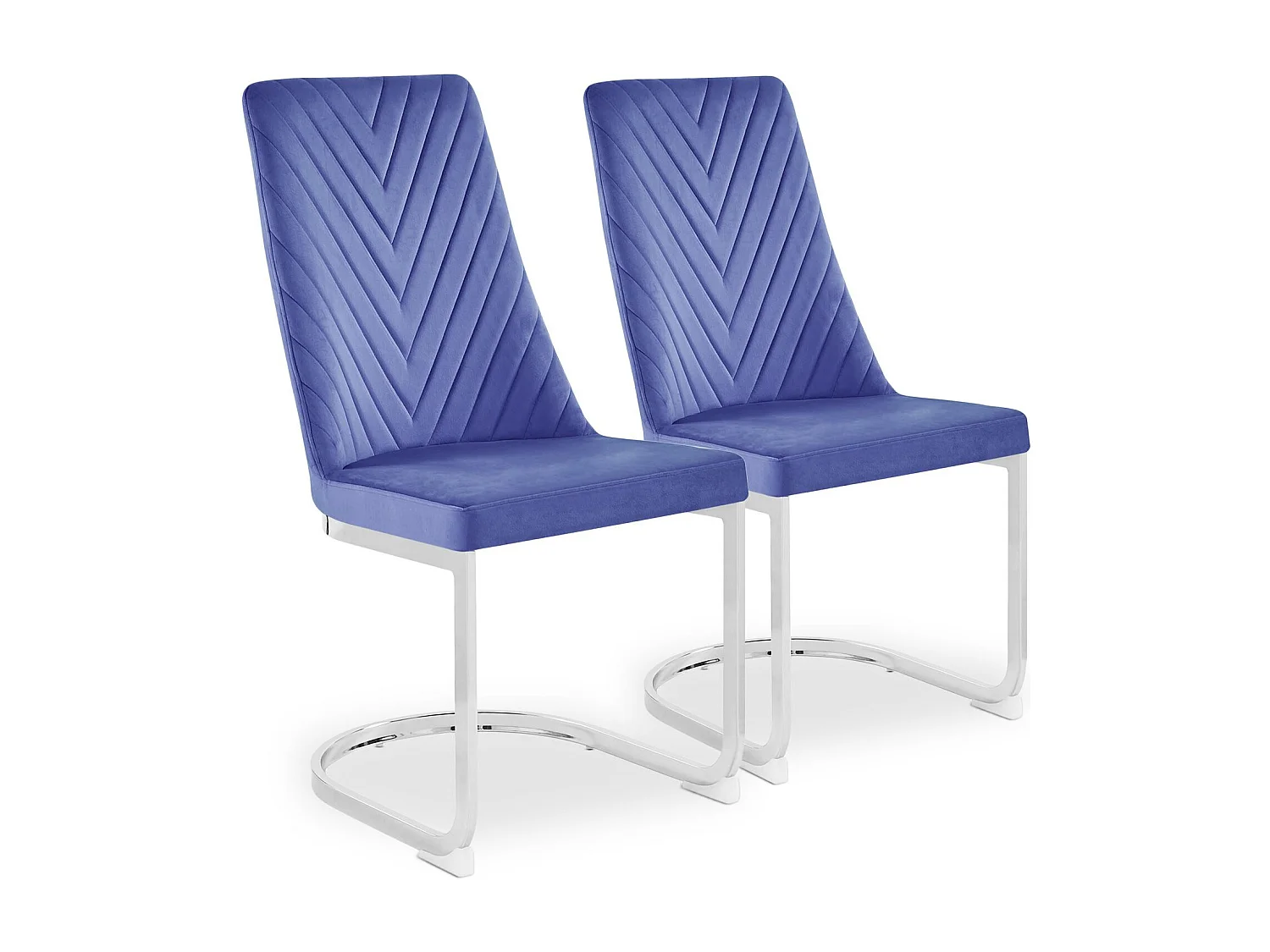 Lot de 2 chaises design Mistigri Velours Bleu