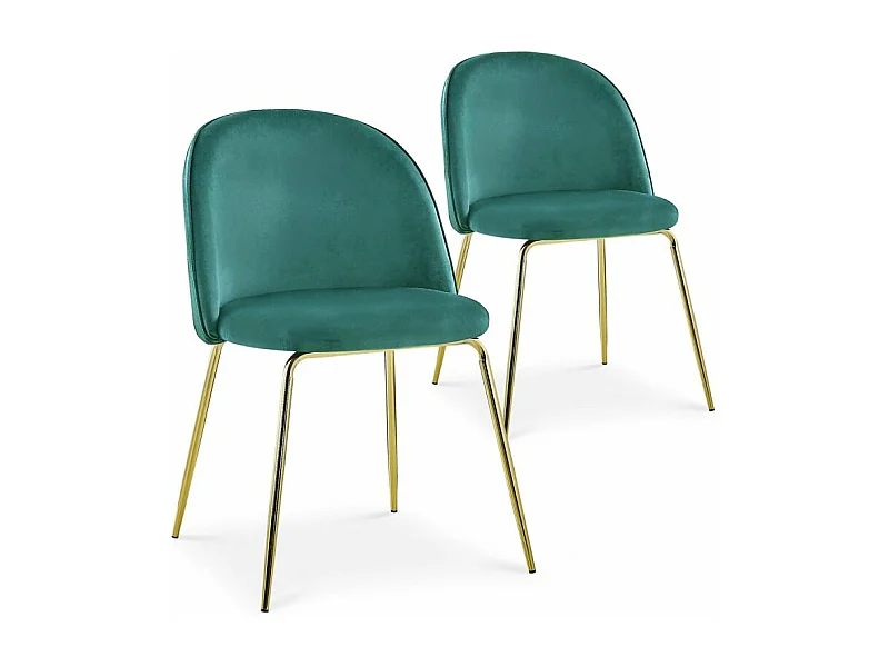 Lot de 2 Chaises Design en Velours "Lia" 79cm Vert