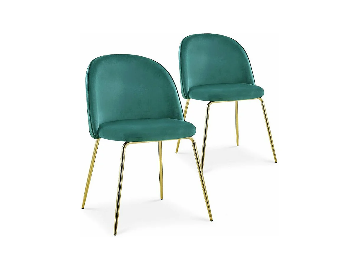 Lot de 2 Chaises Design en Velours "Lia" 79cm Vert