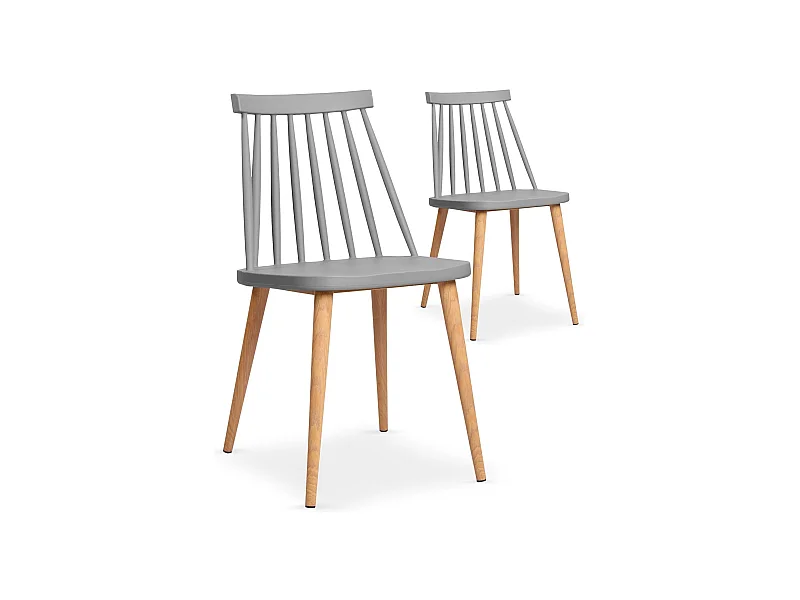 Set aus 2 skandinavischen Stühlen "Magnan" Grau 77cm Metallbeine Holzeffekt