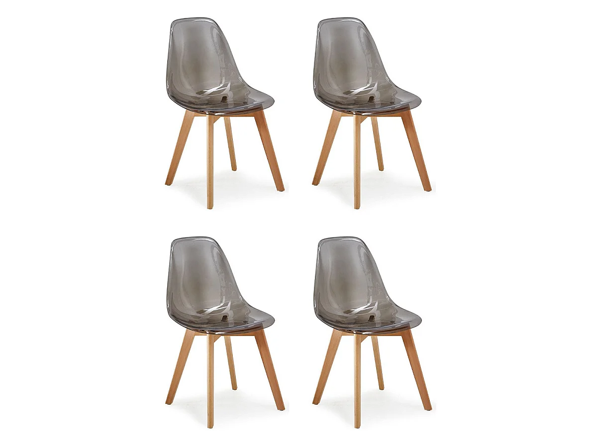Lot de 4 Chaises Design "Vik" 80cm Transparent Fumé