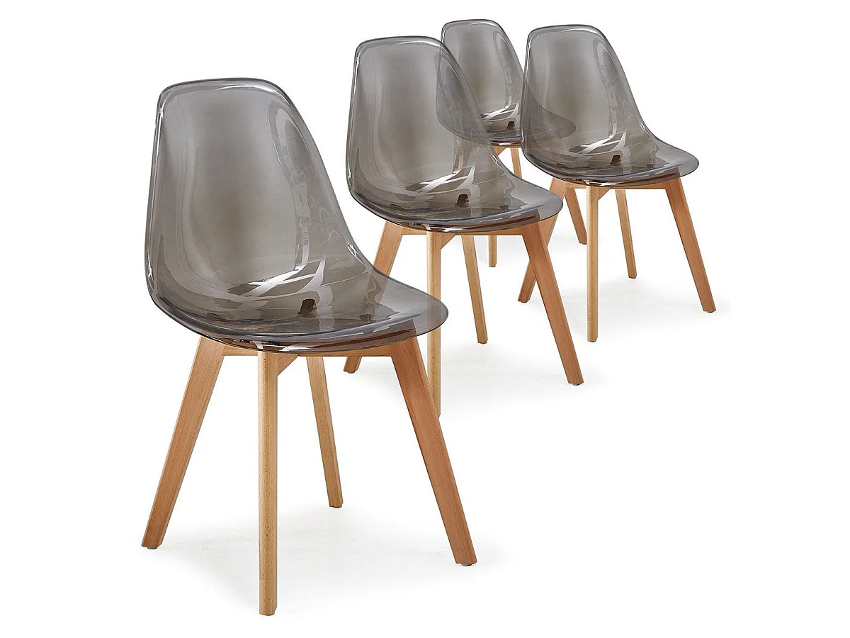 Lot de 4 Chaises Design "Vik" 80cm Transparent Fumé