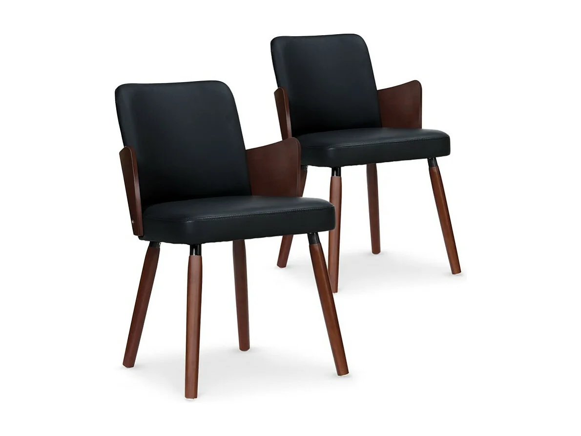 Lot de 2 Chaises Scandinave "Helen" 75cm Noir Noisette