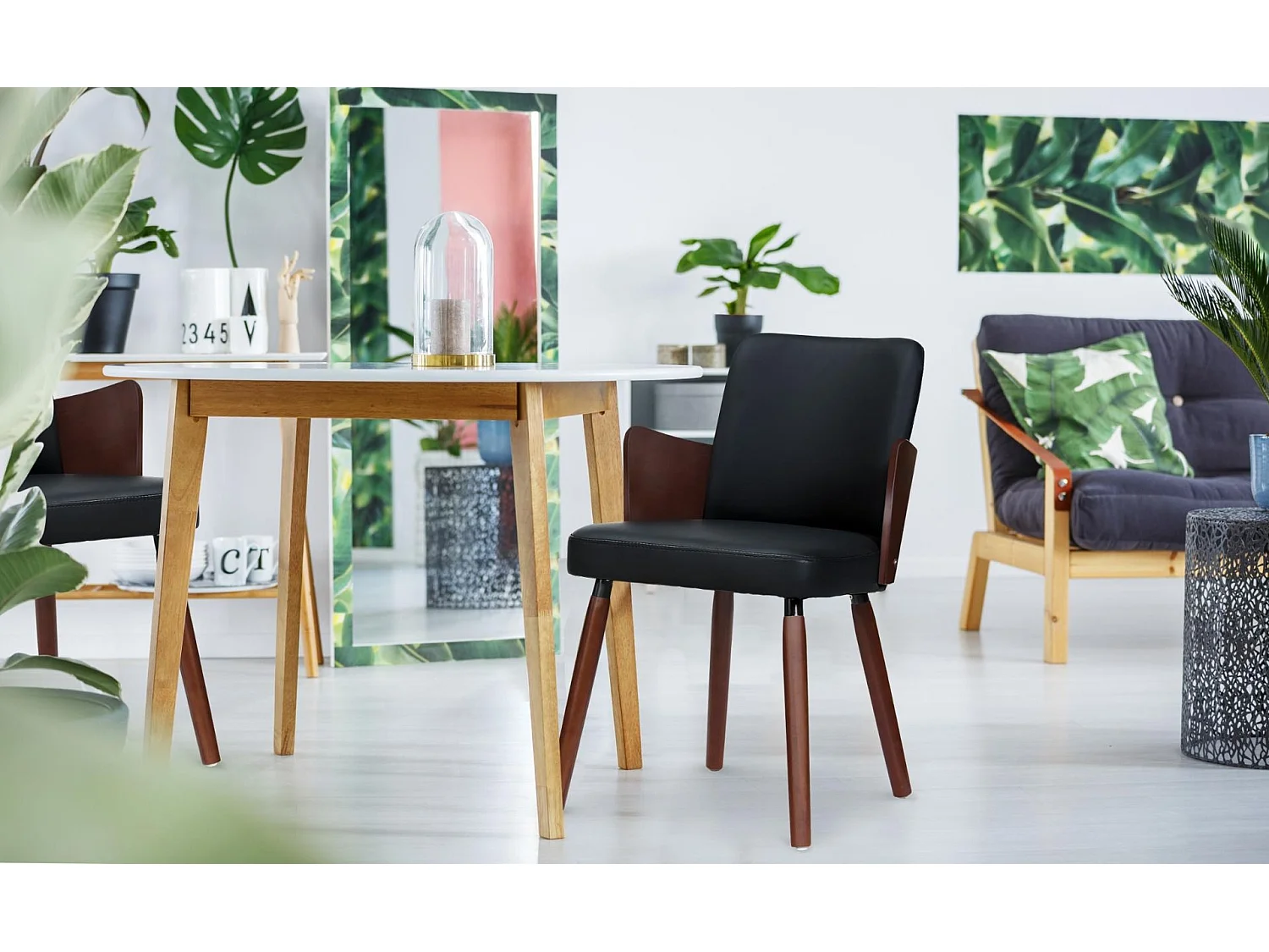 Lot de 2 Chaises Scandinave "Helen" 75cm Noir Noisette