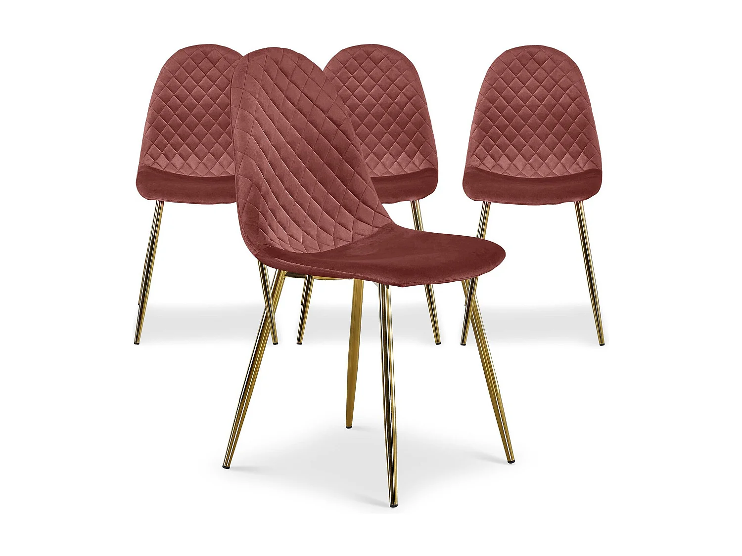 Lot de 4 Chaises en Velours "Waynor" 87cm Rose