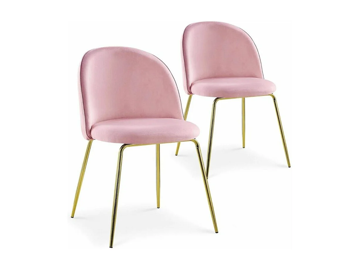 Lot de 2 Chaises Design en Velours "Lia" 79cm Rose