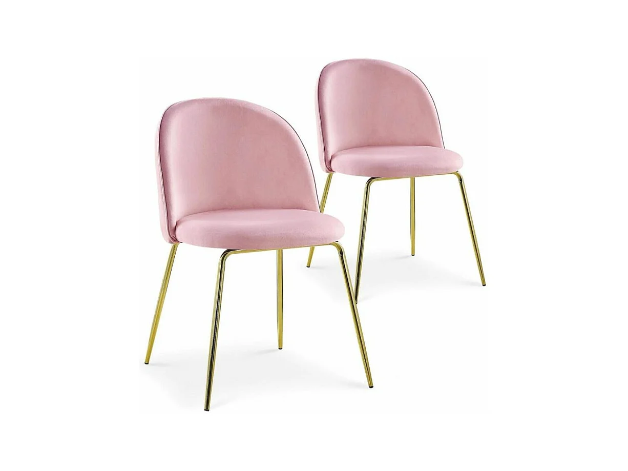 Lot de 2 Chaises Design en Velours "Lia" 79cm Rose