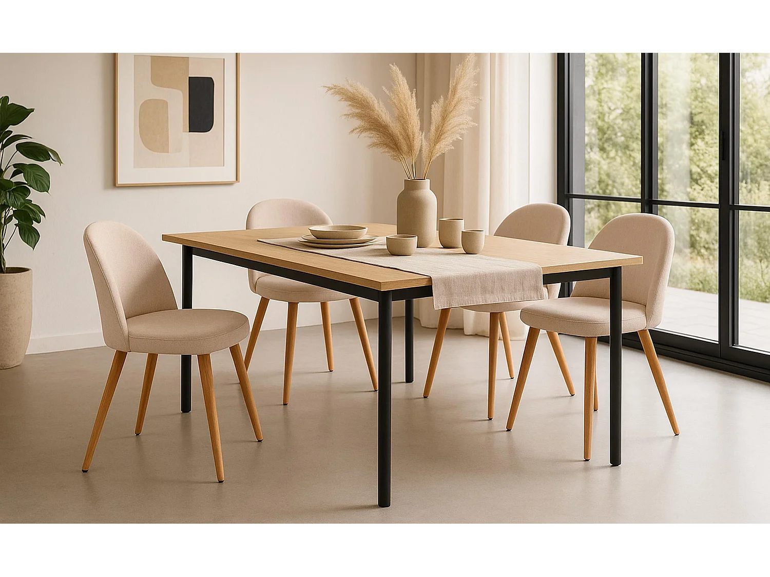 Lot de 4 Chaises Design "Morro" 75cm Beige