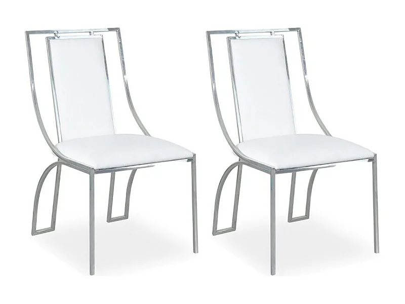 Lot de 2 Chaises Design "Lopin" 90cm Blanc