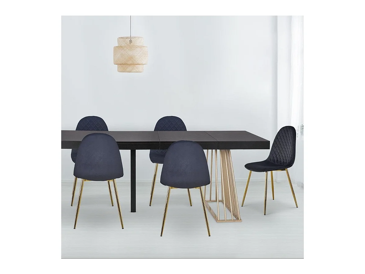 Lot de 4 Chaises en Velours "Waynor" 87cm Noir