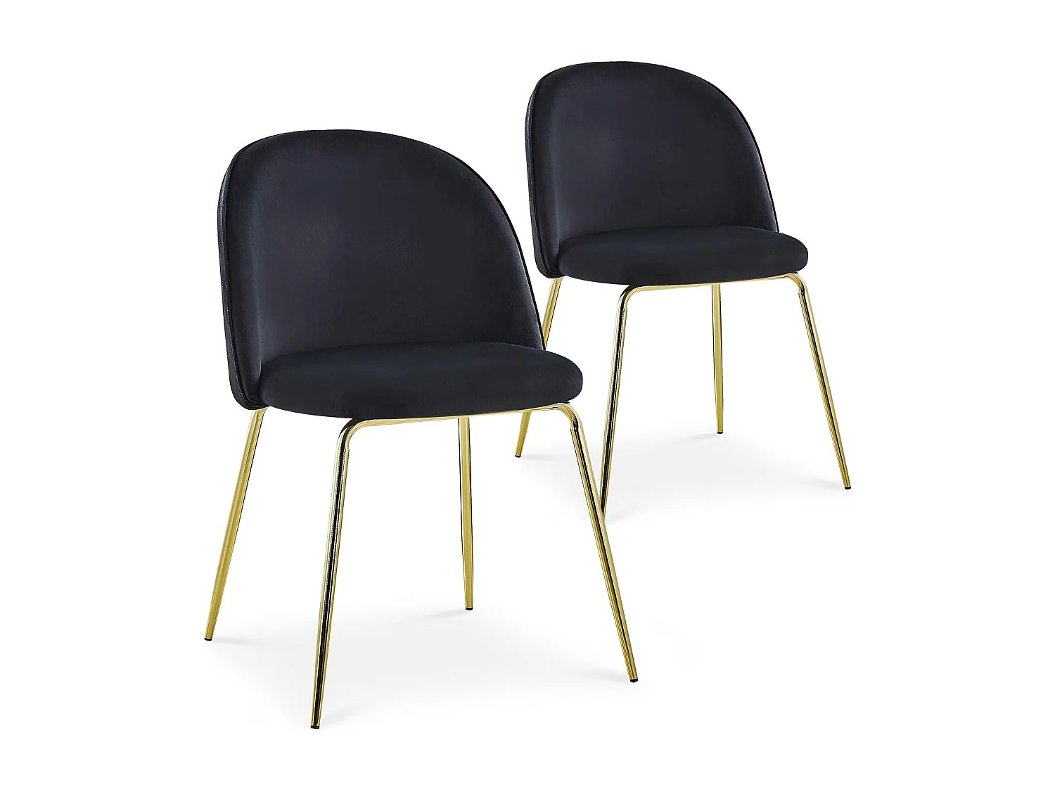 Lot de 2 Chaises Design en Velours "Lia" 79cm Noir