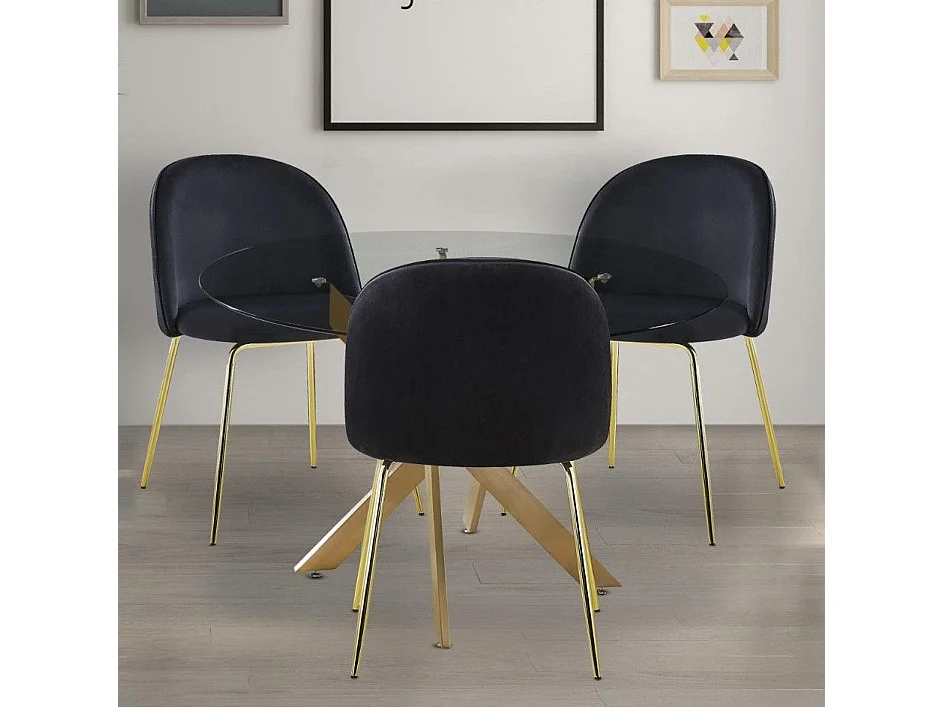 Lot de 2 Chaises Design en Velours "Lia" 79cm Noir