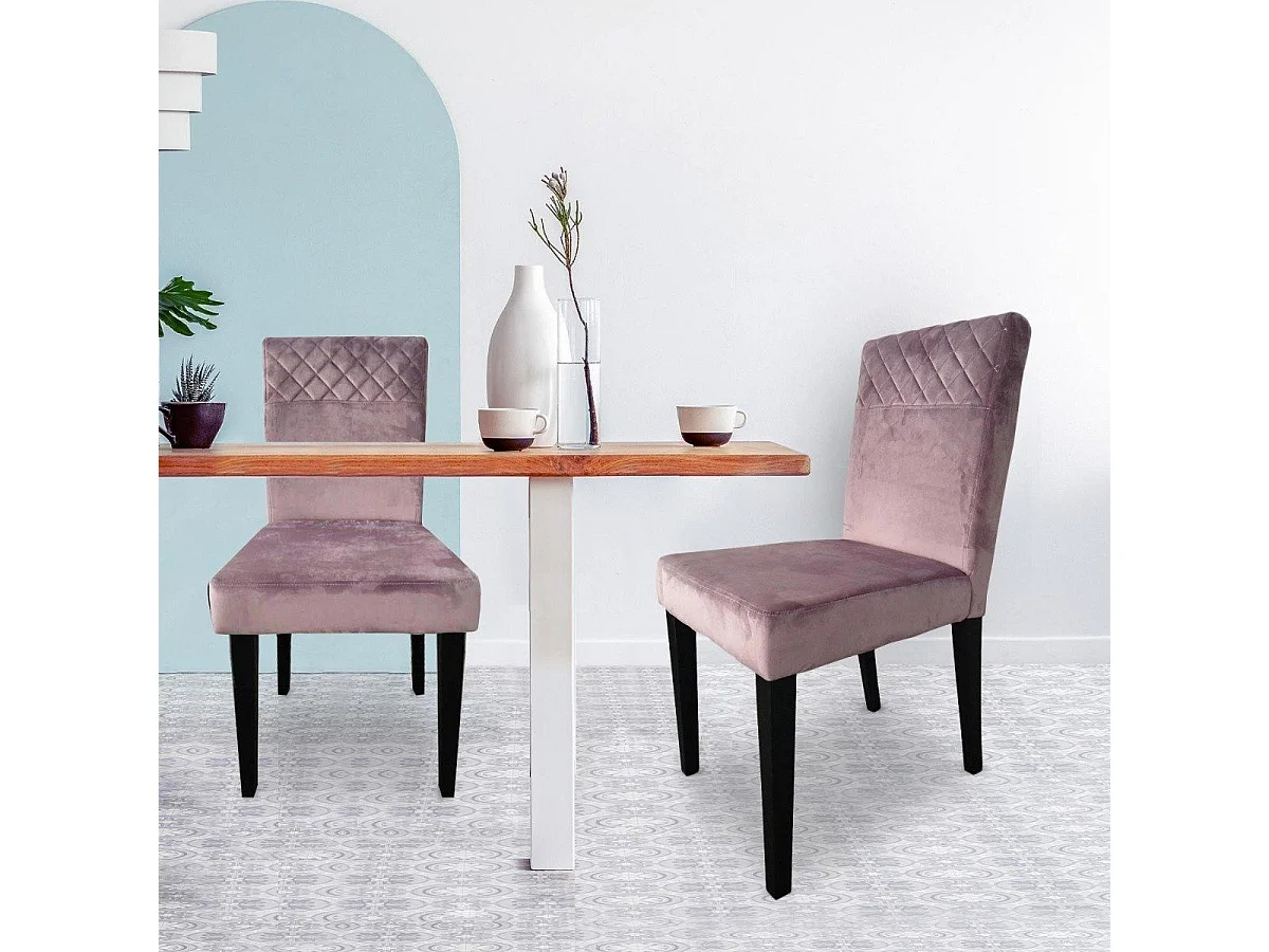 Lot de 2 Chaises Velours "Pipam" 82cm Rose