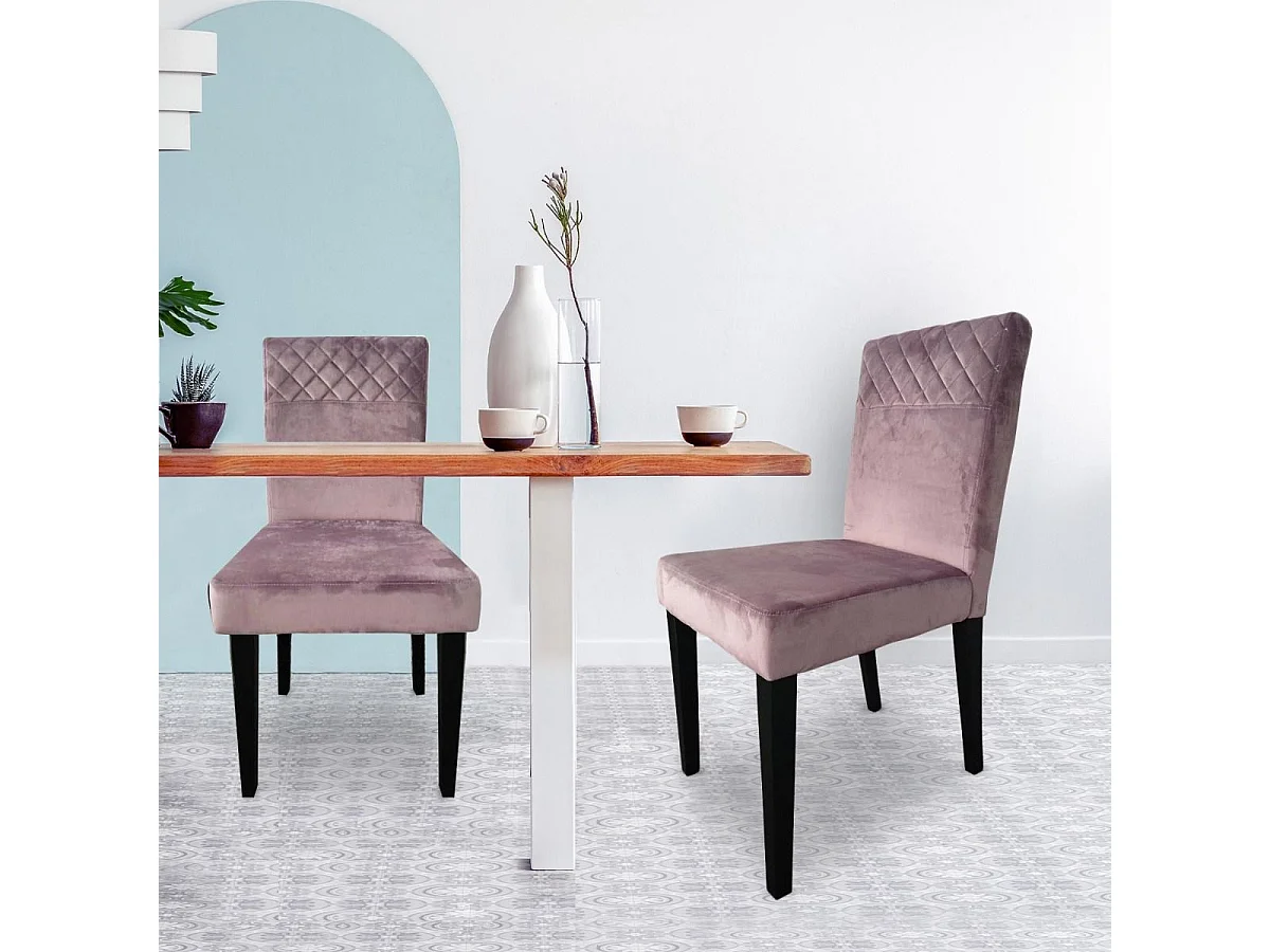 Lot de 2 Chaises Velours "Pipam" 82cm Rose
