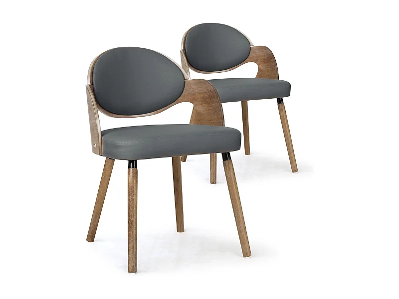 Lot de 2 chaises scandinaves Estel Bois Vintage et Gris
