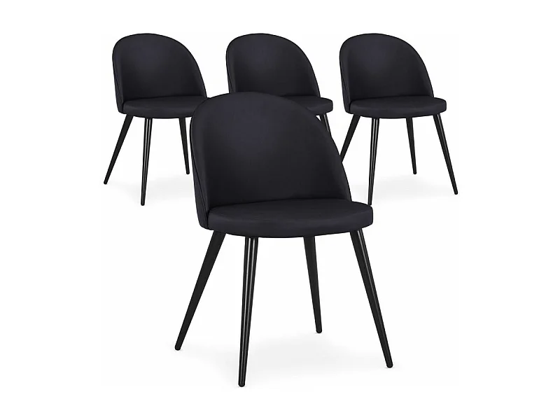 Lot de 4 Chaises Design Simili "Morro" 75cm Noir