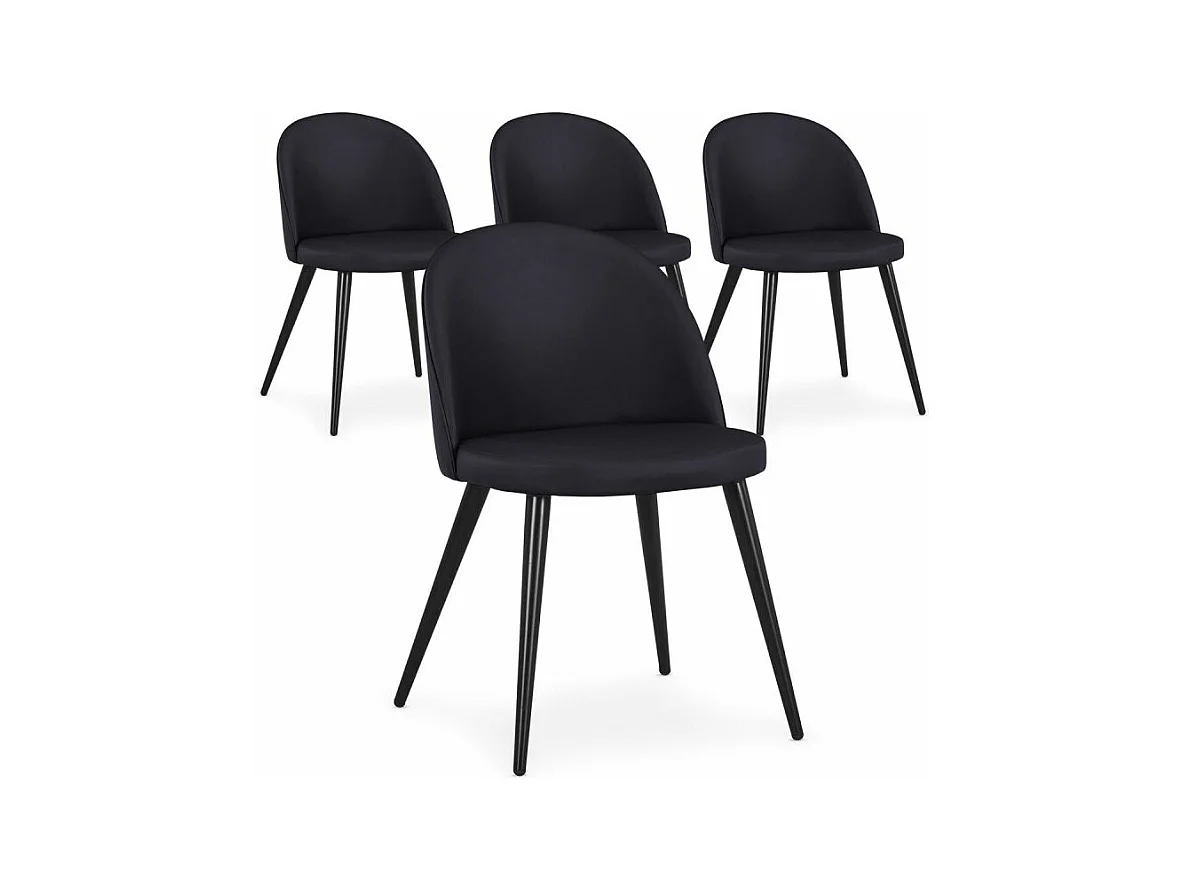 Lot de 4 Chaises Design Simili "Morro" 75cm Noir