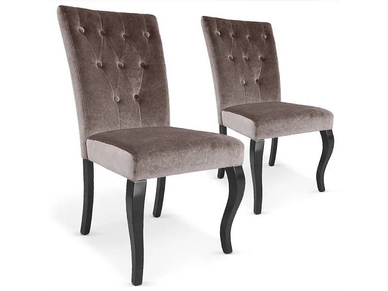 Lot de 2 Chaises Design Velours "Lucky" 106cm Taupe