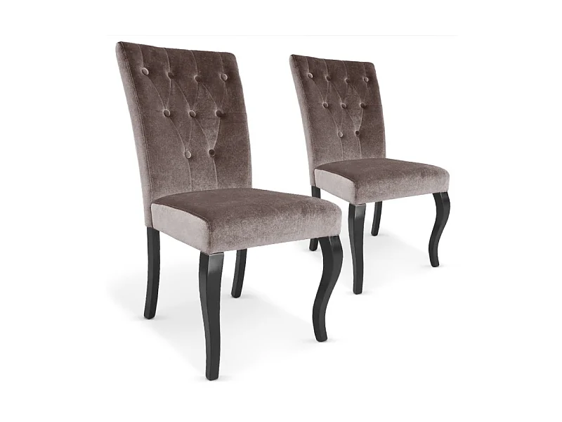 Lot de 2 Chaises Design Velours "Lucky" 106cm Taupe