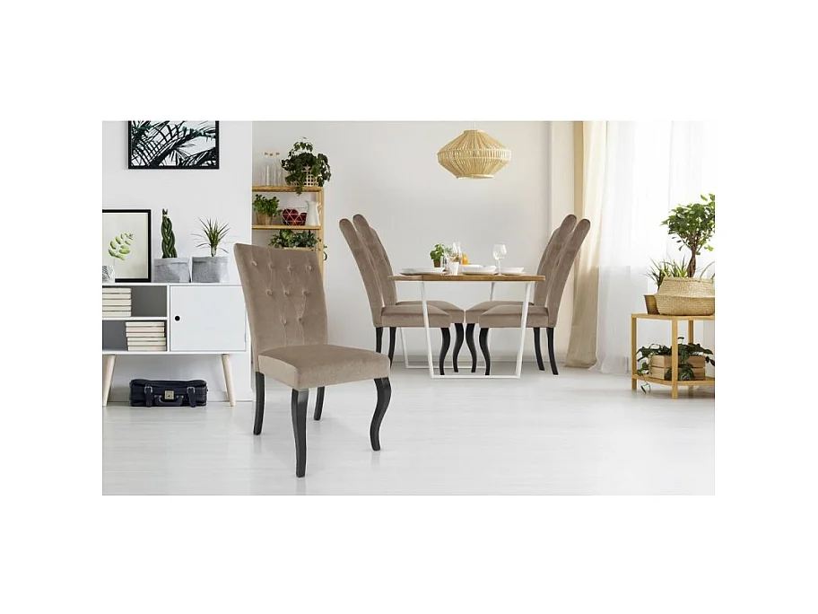 Lot de 2 Chaises Design Velours "Lucky" 106cm Taupe