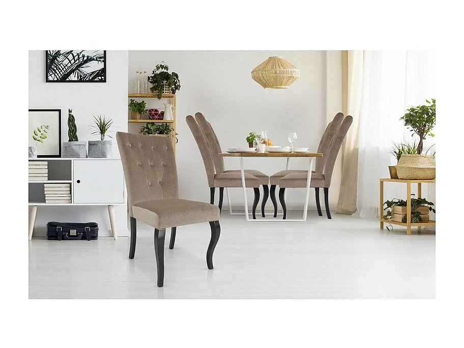 Lot de 2 Chaises Design Velours "Lucky" 106cm Taupe