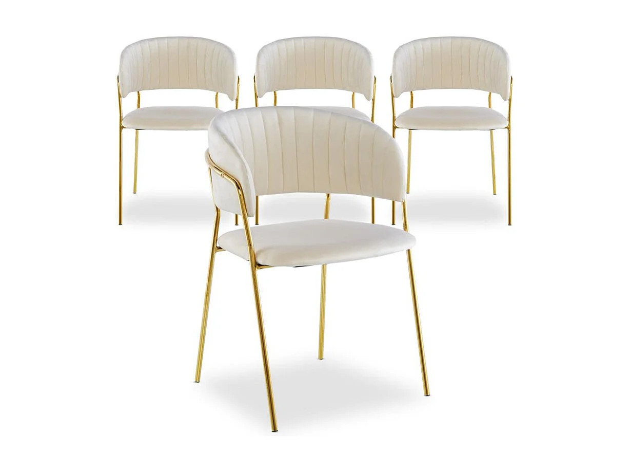Lot de 4 Chaises en Velours "Batora" 79cm Beige