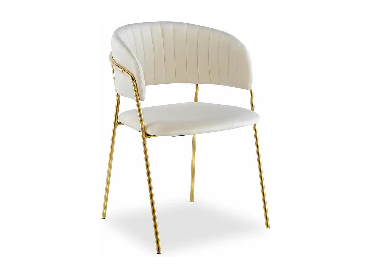 Lot de 4 Chaises en Velours "Batora" 79cm Beige