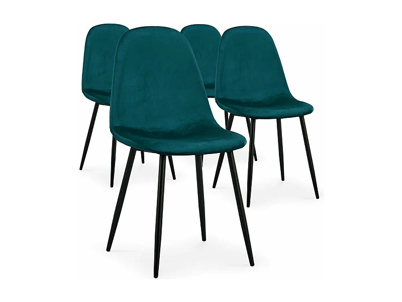Lot de 4 Chaises Design Velours "Giny" 87cm Vert