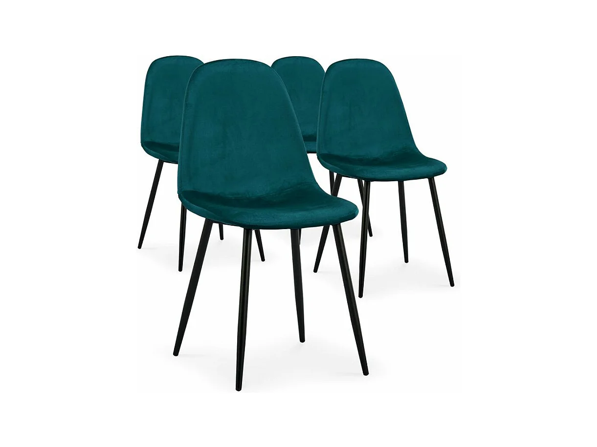 Lot de 4 Chaises Design Velours "Giny" 87cm Vert