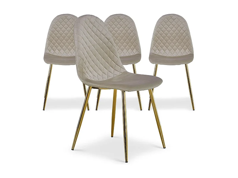 Lot de 4 Chaises en Velours "Waynor" 87cm Taupe