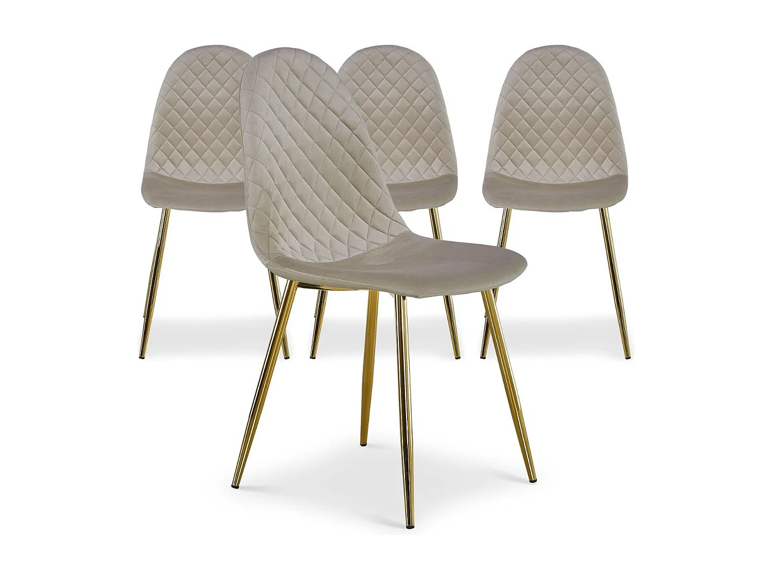 Lot de 4 Chaises en Velours "Waynor" 87cm Taupe