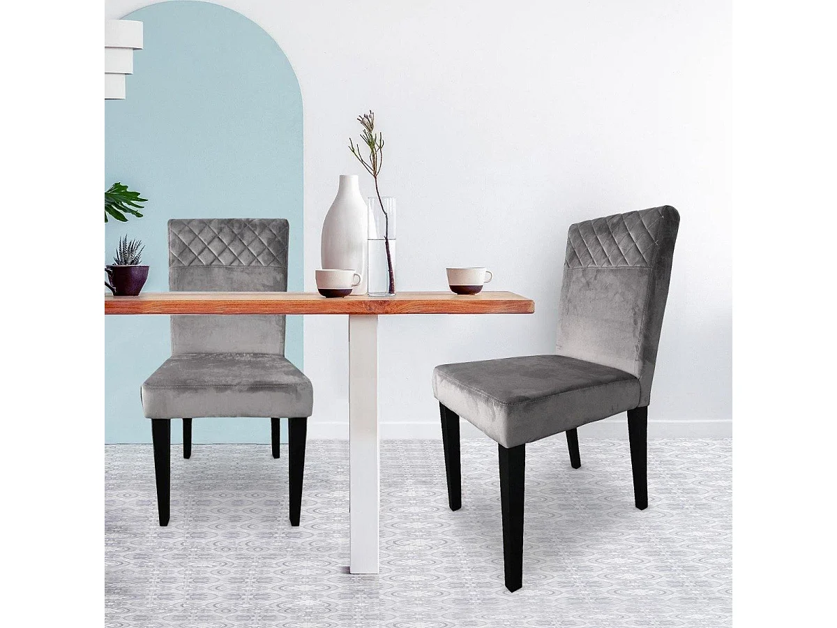 Lot de 2 Chaises Velours "Pipam" 82cm Argent