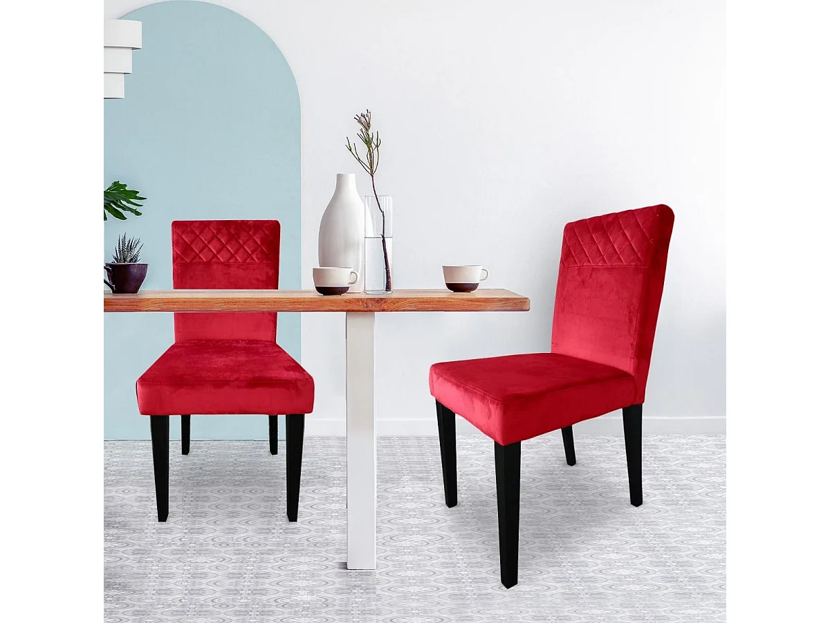 Lot de 2 Chaises Velours "Pipam" 82cm Rouge