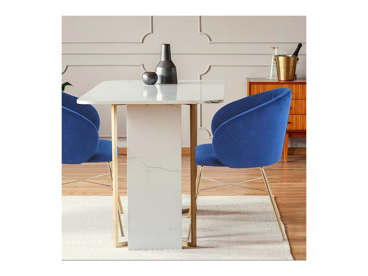 Chaise Design en Velours "Kanye" 80cm Bleu