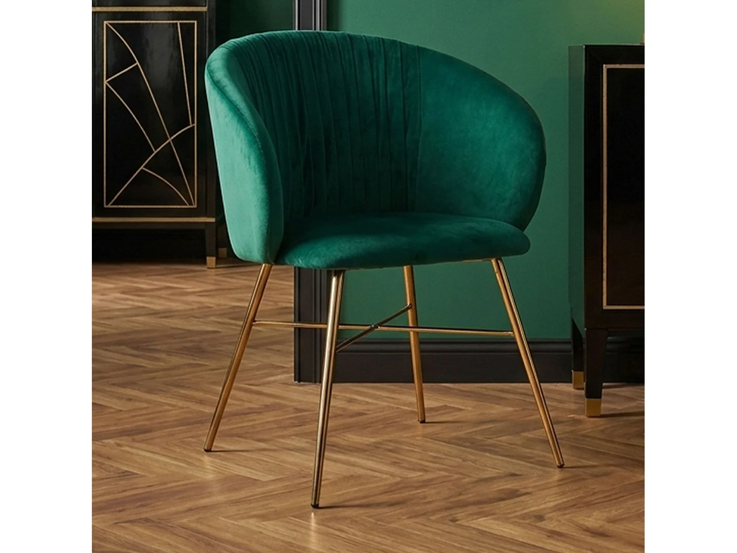 Chaise Design en Velours "Kanye" 80cm Vert