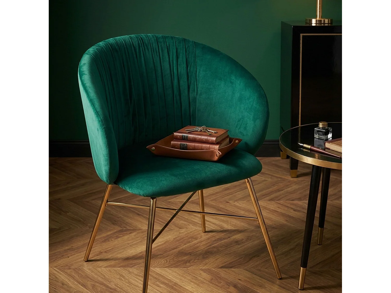 Chaise Design en Velours "Kanye" 80cm Vert